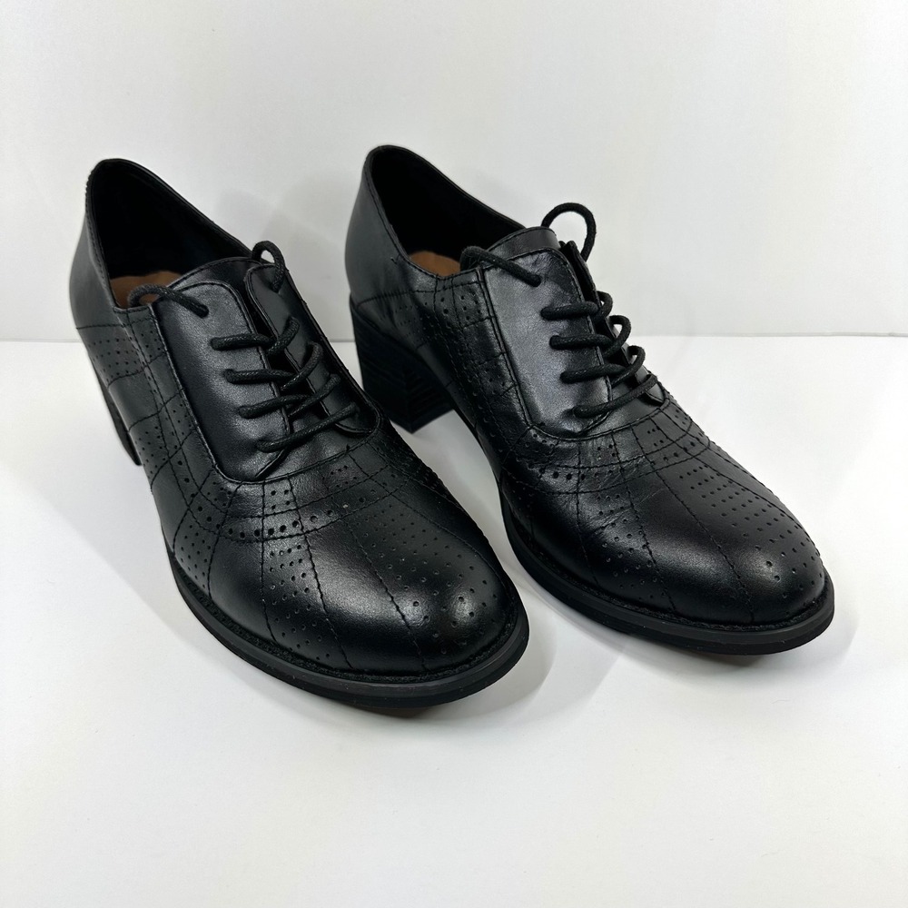 Jeffrey Campbell Ibiza Last Black Leather Heeled Oxfords Brogue Lace Up 8.5